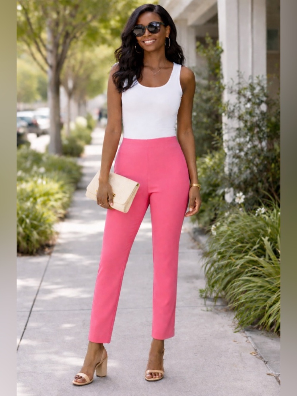 Diane von Furstenberg Tapered Leg Pink Trouser Pant